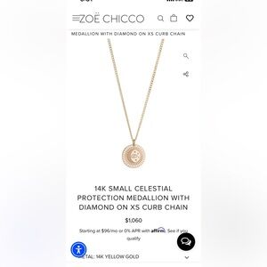 Zoe Chicco 14k small celestial protection w diamond on xs curb chain no low ball